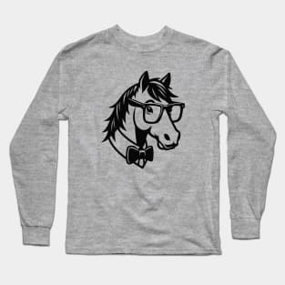 Nerdy Smart Horse Long Sleeve T-Shirt